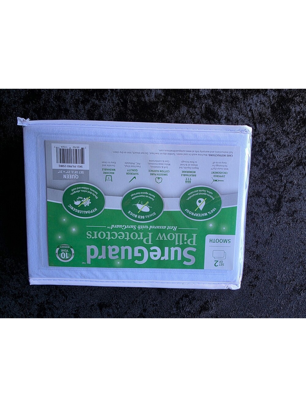SureGuard Pillow Protectors - Set of 2, 20 x 27 inches, Smooth Texture